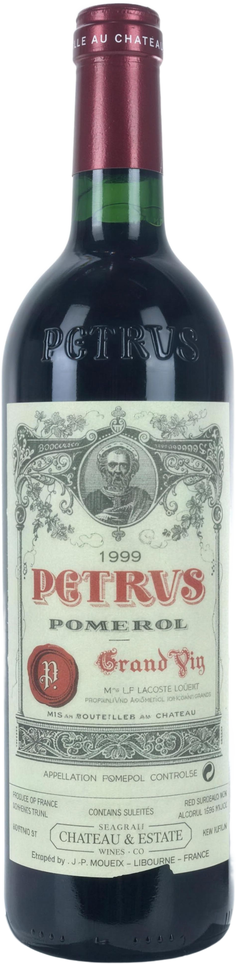 Petrus price guide: a standing bottle of the Pomerol